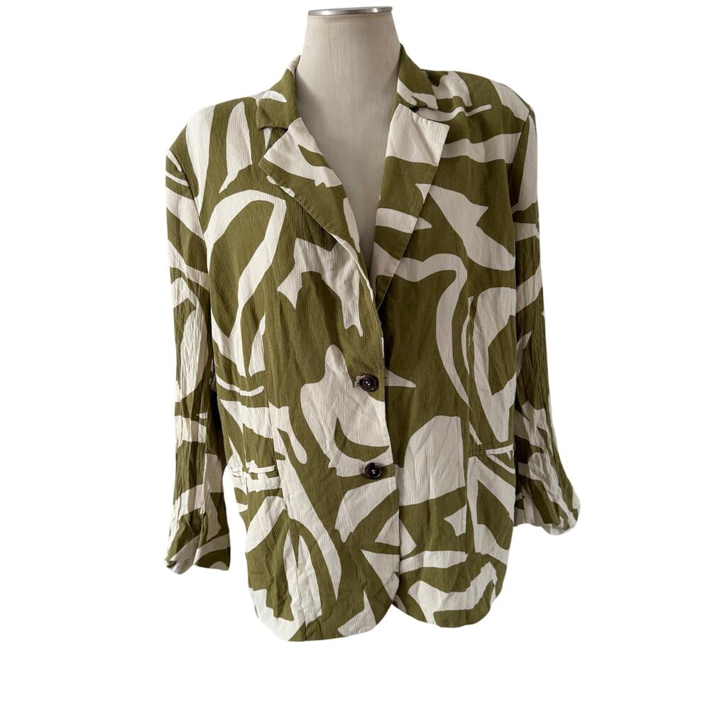 Gabrielle Union Green Printed Blazer Plus Size XXL Boho Artsy Office